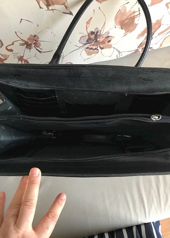 Beden Siyah gerçek Deri Erkek Evrak Çantası