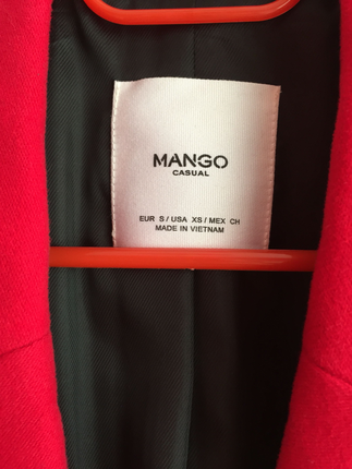 s Beden kırmızı Renk Mango palto