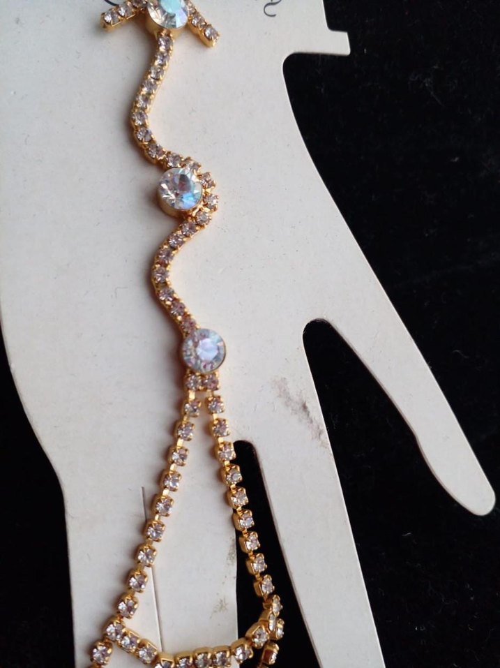 Desenli Zincir Detaylı Altın Renk Kadın El Zinciri(Sahmaran) - Görsel 2