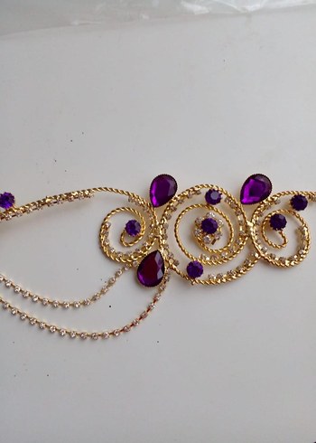 Mor Taşlı Zincir Detaylı Sac aksesuari - Görsel 2