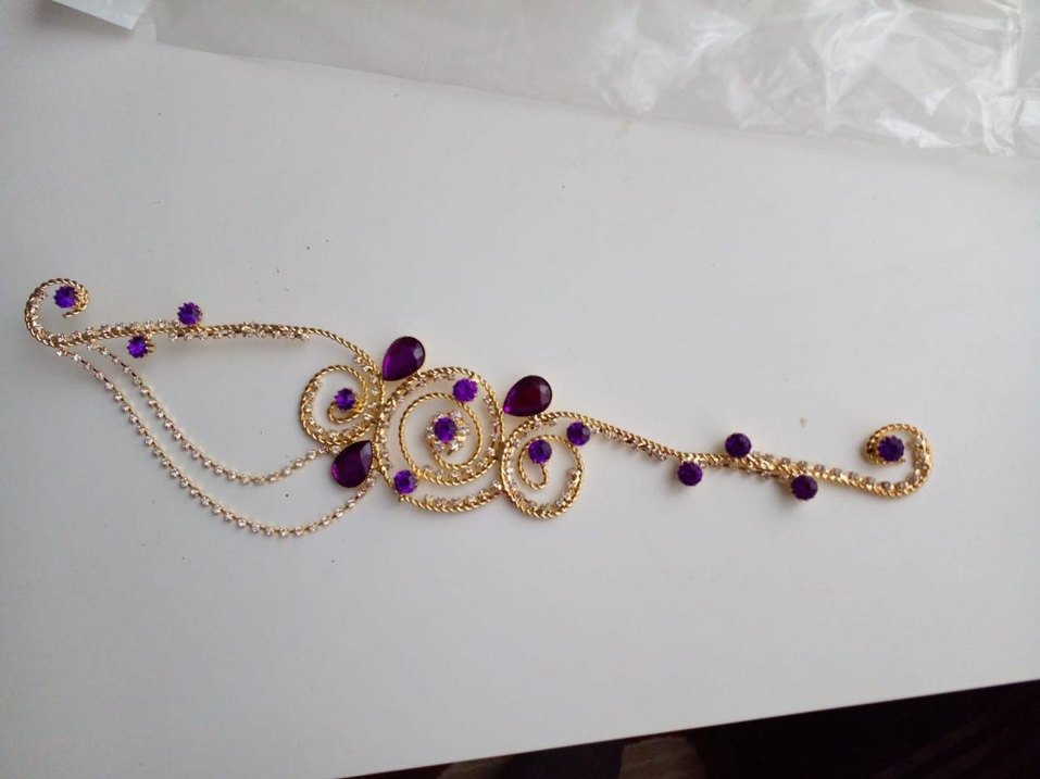 Mor Taşlı Zincir Detaylı Sac aksesuari - Görsel 3