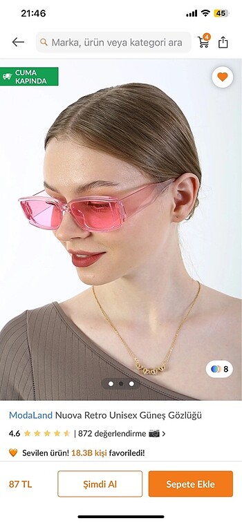 American Vintage Pembe gözlük