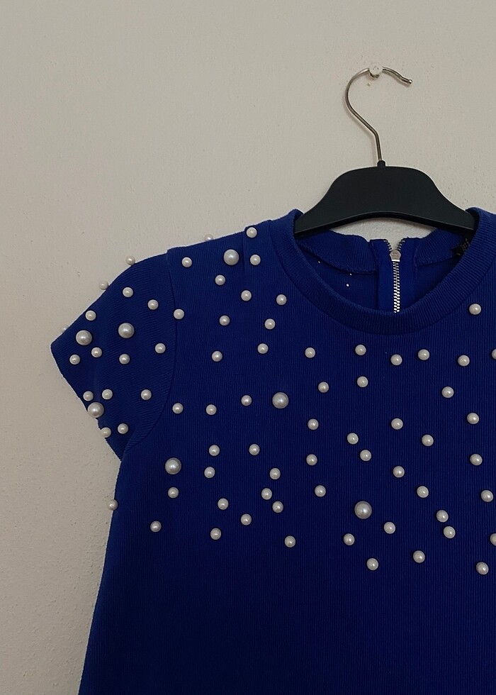 Boncuklu şık elbise - Görsel 3