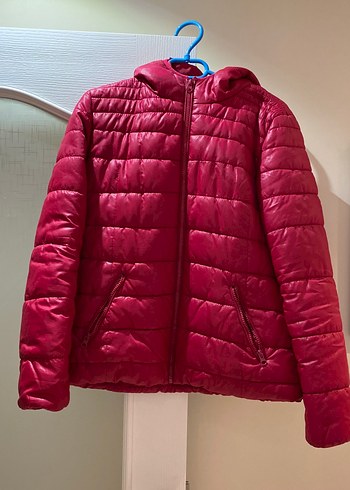 Fuşya Fermuarlı Kadın kapşonlu Kışlık Mont - Görsel 2