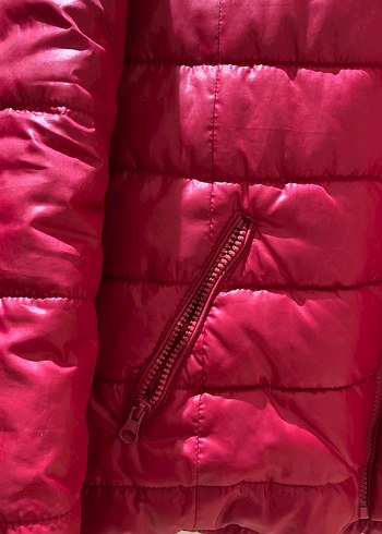 Fuşya Fermuarlı Kadın kapşonlu Kışlık Mont - Görsel 3