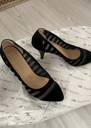 Dantel Detaylı Siyah Stiletto Kadın Ayakkabı - Görsel 3