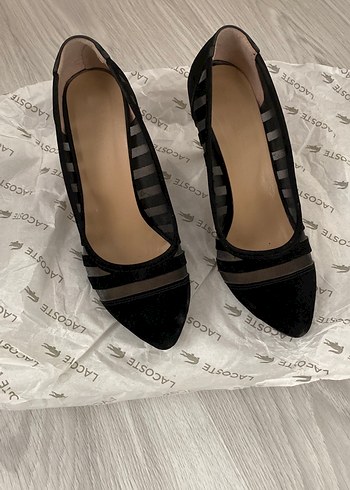 Dantel Detaylı Siyah Stiletto Kadın Ayakkabı - Görsel 2