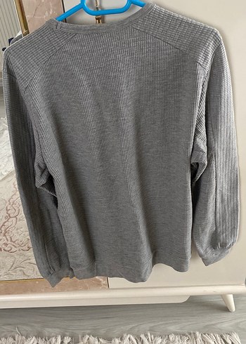 Gri Erkek Triko Uzun Kollu Sweatshirt - Görsel 4