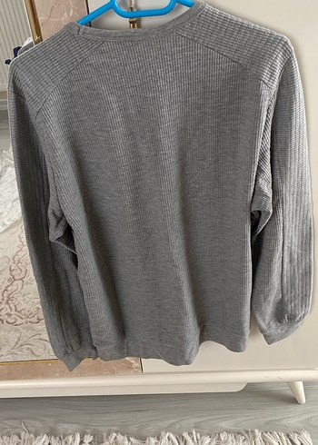 Gri Erkek Triko Uzun Kollu Sweatshirt - Görsel 5