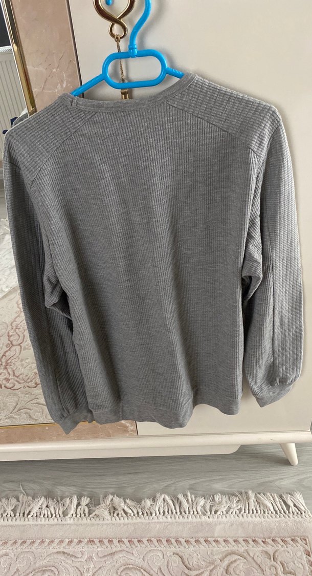 Gri Erkek Triko Uzun Kollu Sweatshirt - Görsel 4