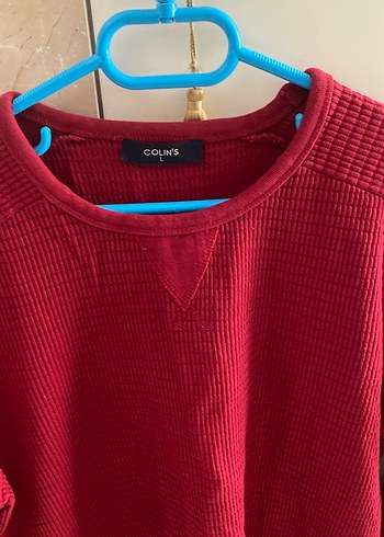 Erkek Koyu Kırmızı Örgü Salaş Kazak - Görsel 4