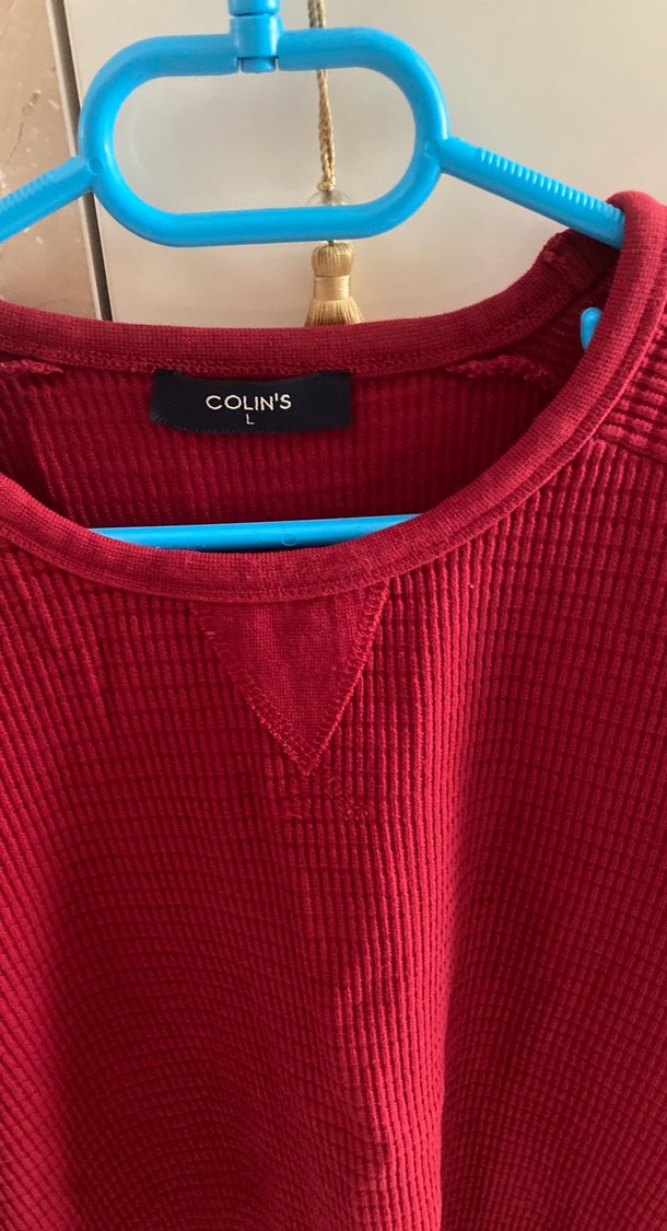 Erkek Koyu Kırmızı Örgü Salaş Kazak - Görsel 3