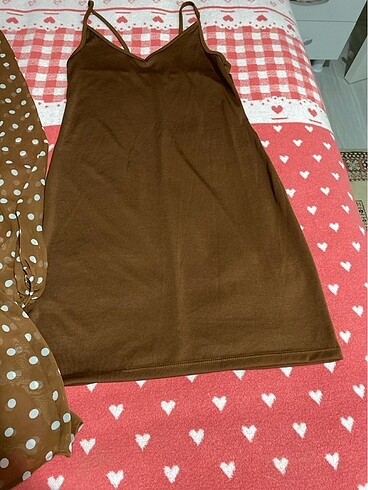 Puantiyeli şifon elbise - Görsel 5