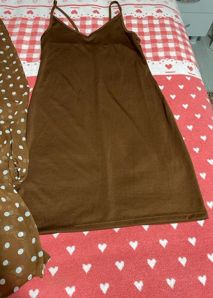 Puantiyeli şifon elbise - Görsel 5