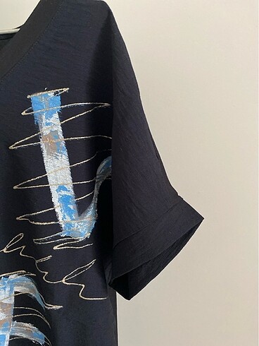 Önü keten arkası penye şık bluz - Görsel 5