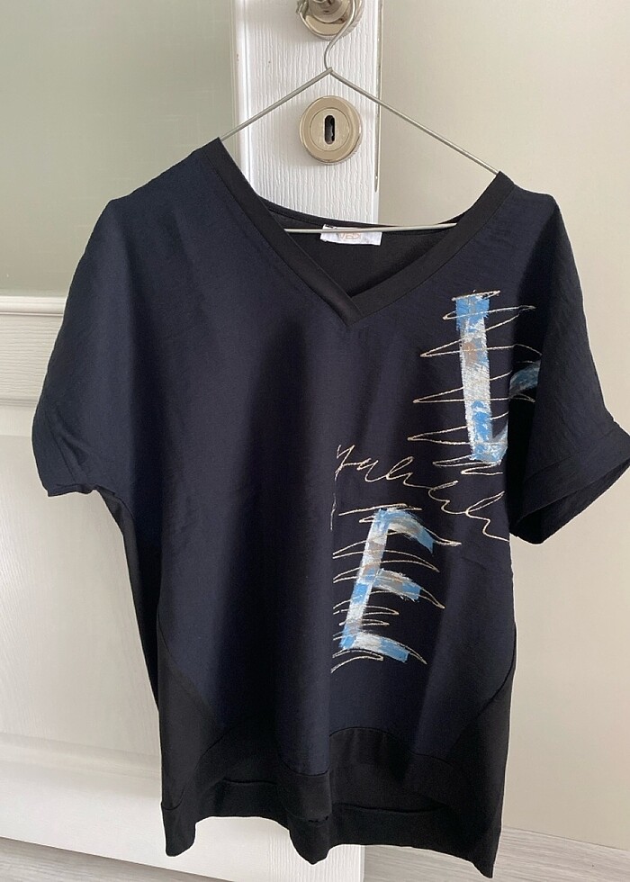 Önü keten arkası penye şık bluz - Görsel 2