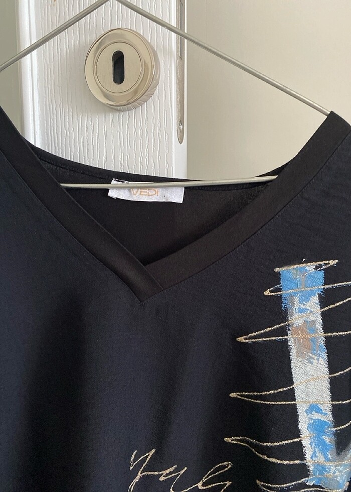 Önü keten arkası penye şık bluz - Görsel 4