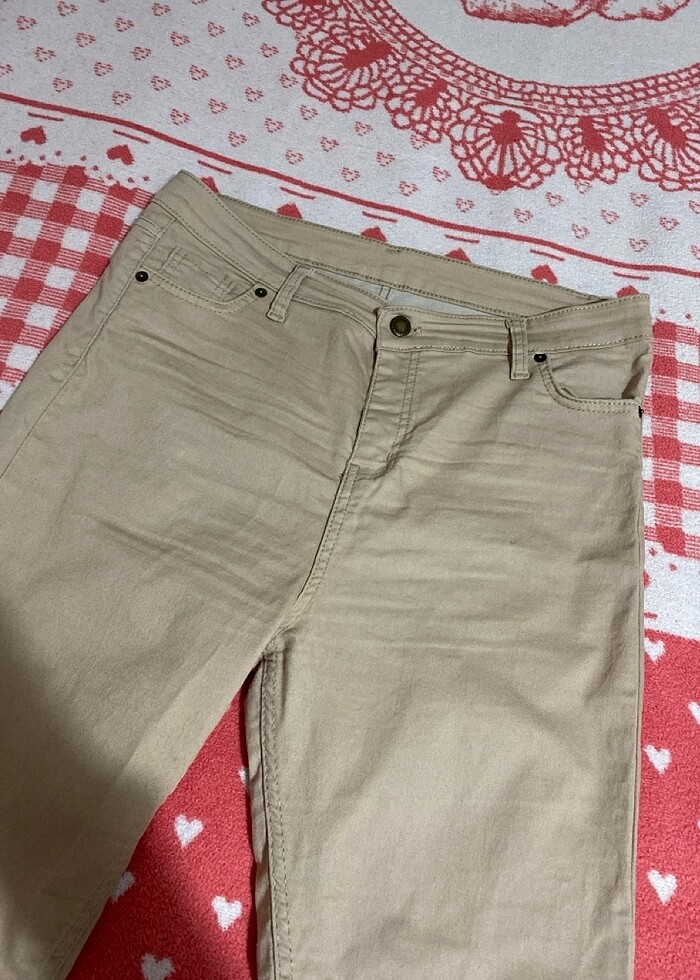 Taba rengi dar paça pantolon - Görsel 3