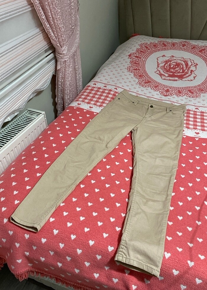 Taba rengi dar paça pantolon - Görsel 5