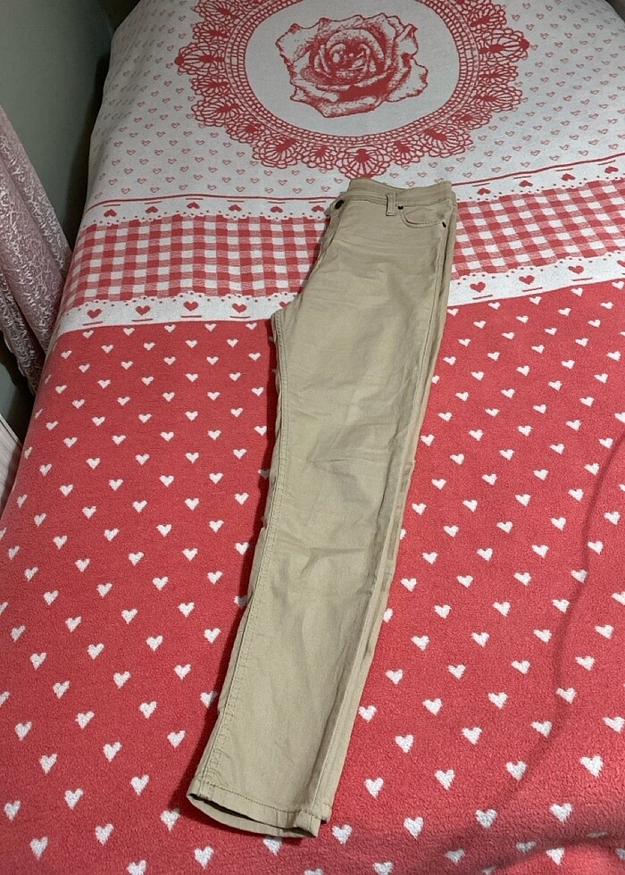 Taba rengi dar paça pantolon - Görsel 2