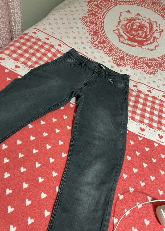 Antrasit rengi dar paça pantolon - Görsel 5