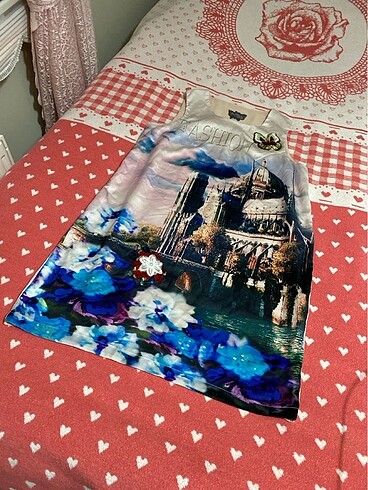 Çok renkli saten elbise özel tasarım elbise - Görsel 3