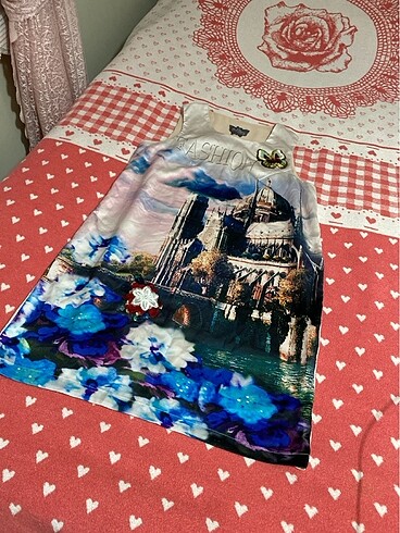 Çok renkli saten elbise özel tasarım elbise - Görsel 4