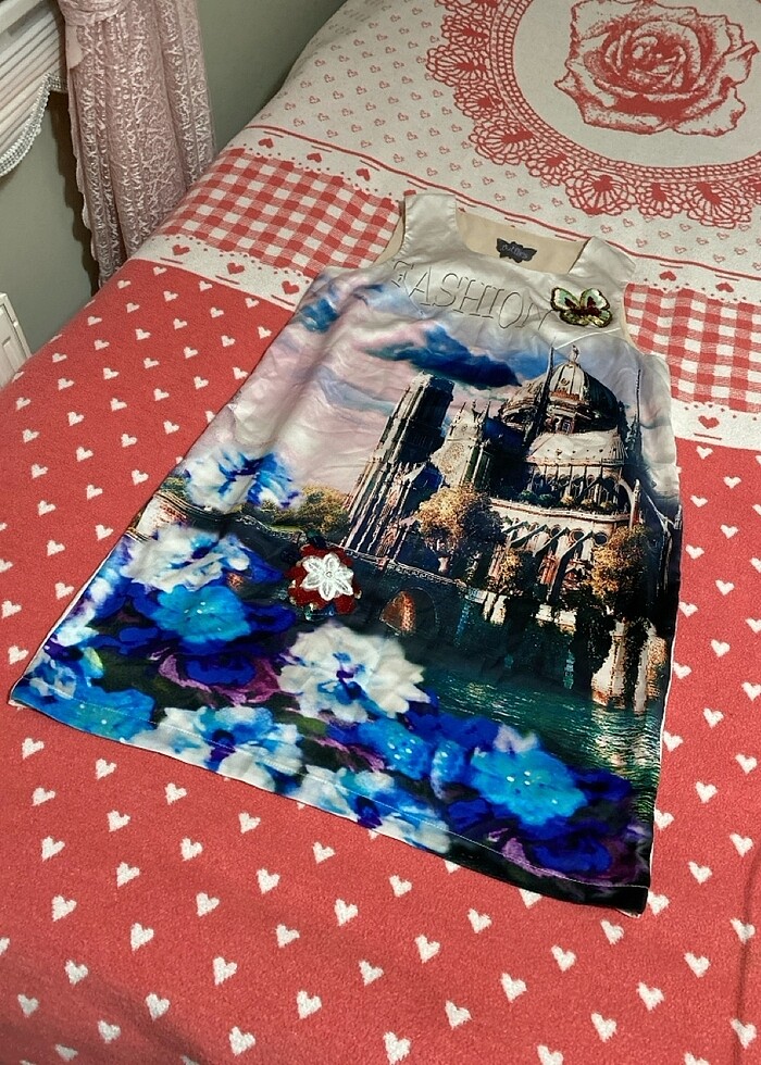 Çok renkli saten elbise özel tasarım elbise - Görsel 3