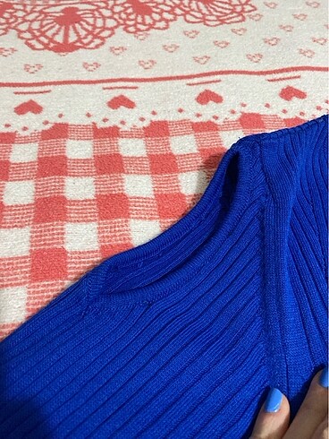 Omuz detaylı kazak saks mavisi - Görsel 4