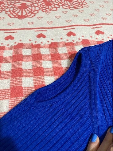 Omuz detaylı kazak saks mavisi - Görsel 3