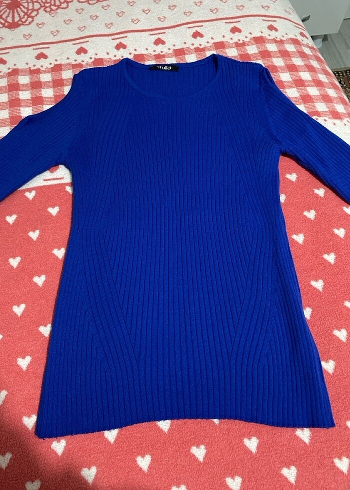 Omuz detaylı kazak saks mavisi - Görsel 2