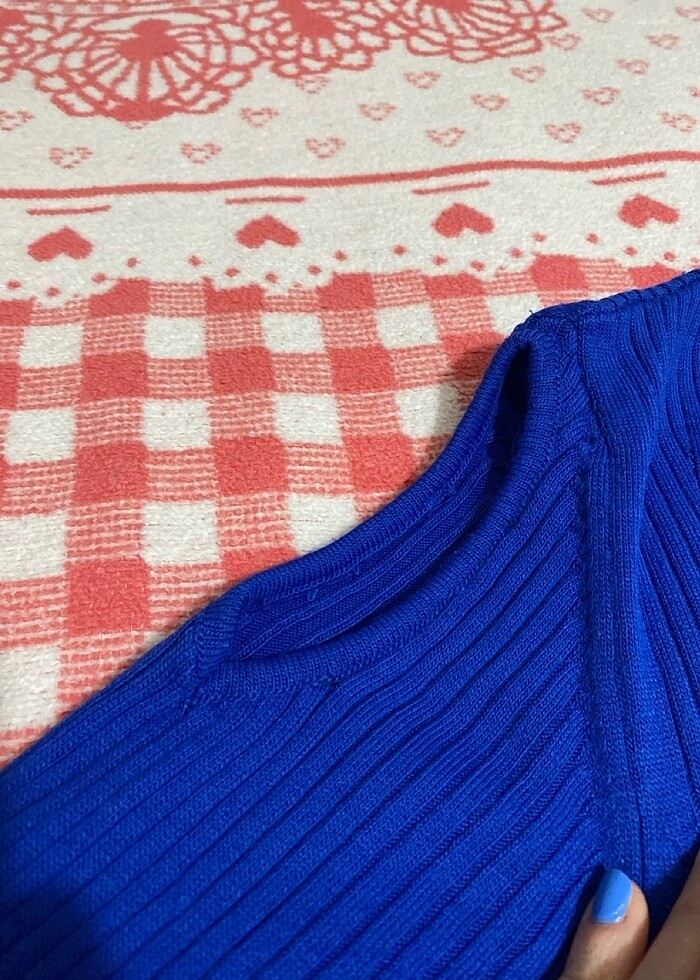 Omuz detaylı kazak saks mavisi - Görsel 3