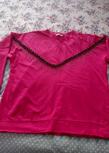 Pembe Boncuk Detaylı kadın buluzi - Görsel 4