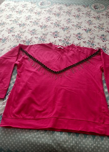 Pembe Boncuk Detaylı kadın buluzi - Görsel 3