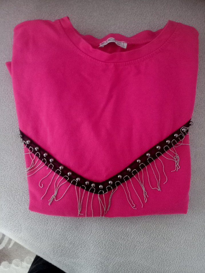 Pembe Boncuk Detaylı kadın buluzi - Görsel 2