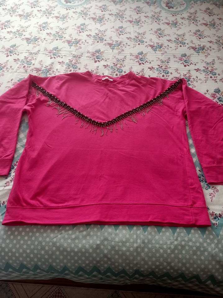 Pembe Boncuk Detaylı kadın buluzi - Görsel 5