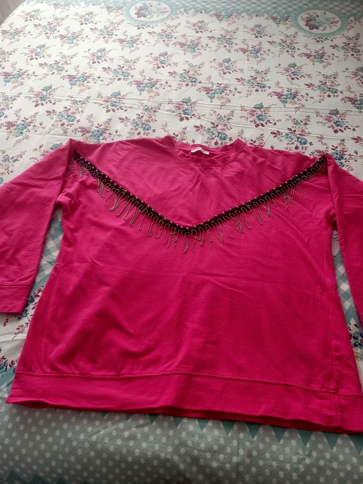 Pembe Boncuk Detaylı kadın buluzi - Görsel 3