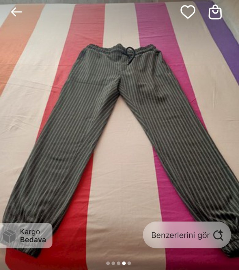 Gri Çizgili Kadın Kumaş Pantolon - Görsel 2