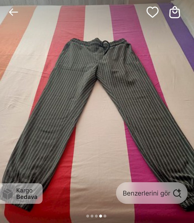 Gri Çizgili Kadın Kumaş Pantolon - Görsel 3