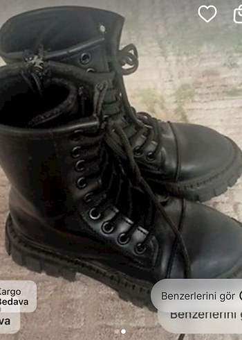 Siyah Deri Platform Topuklu Gotik kız çocuğu bot - Görsel 2