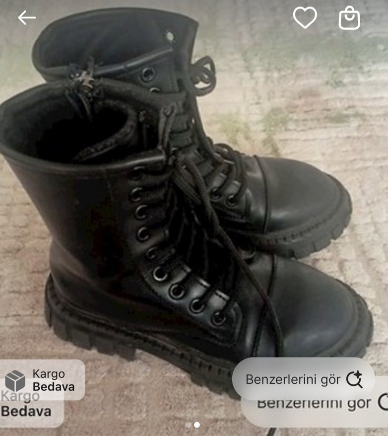 Siyah Deri Platform Topuklu Gotik kız çocuğu bot - Görsel 2