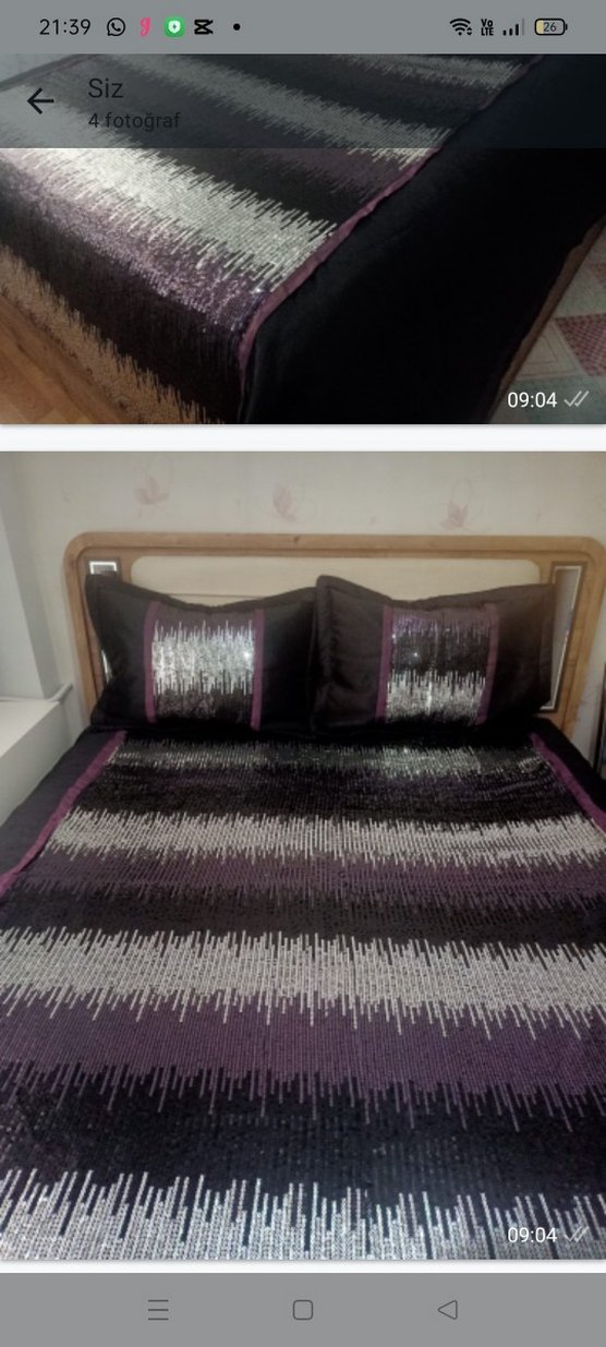 Mor İşlemeli Yatak Örtüsü - Görsel 3