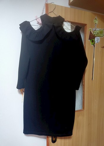 Fırfırlı Siyah Gotik Midi Elbise - Görsel 4