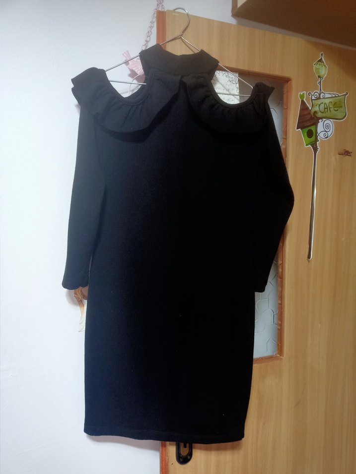 Fırfırlı Siyah Gotik Midi Elbise - Görsel 4