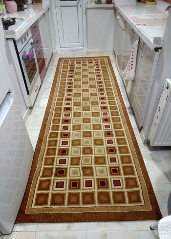 Kahverengi Kareli Geleneksel Halı - Görsel 4