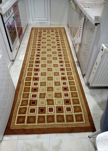 Kahverengi Kareli Geleneksel Halı - Görsel 3