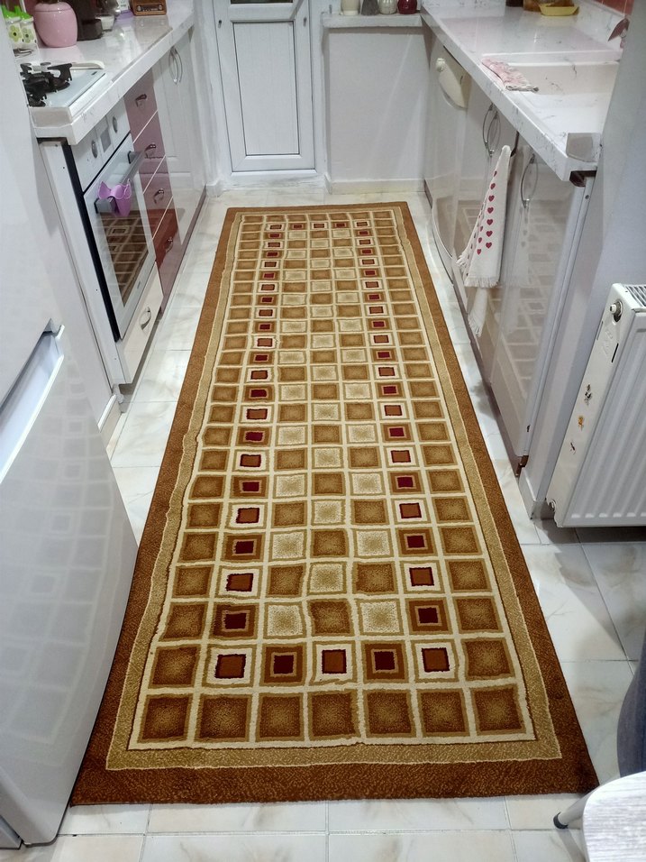 Kahverengi Kareli Geleneksel Halı - Görsel 4