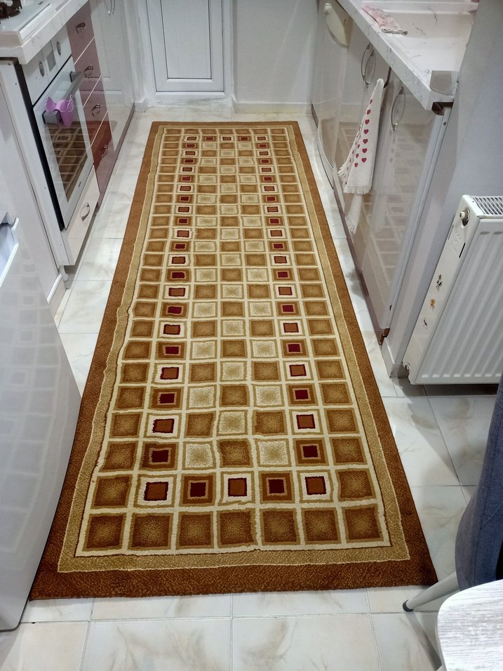 Kahverengi Kareli Geleneksel Halı - Görsel 3