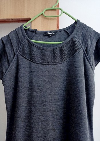 Gri Kolsuz Midi Triko Elbise - Görsel 2