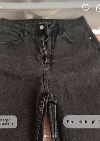 Siyah Rahat Kesim Midi Kadın Kot Pantolon - Görsel 4